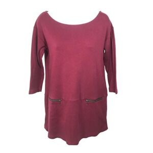 Soft Surroundings Size XS Tunic Style Moda Burgundy 3/4 Sleeves EUC